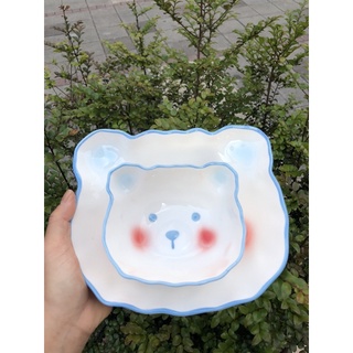 Aomori.青森 手繪 陶瓷 圖案 餐盤 盤子 微波 拍攝道具 拍照道具 造型 白熊 碗 深盤