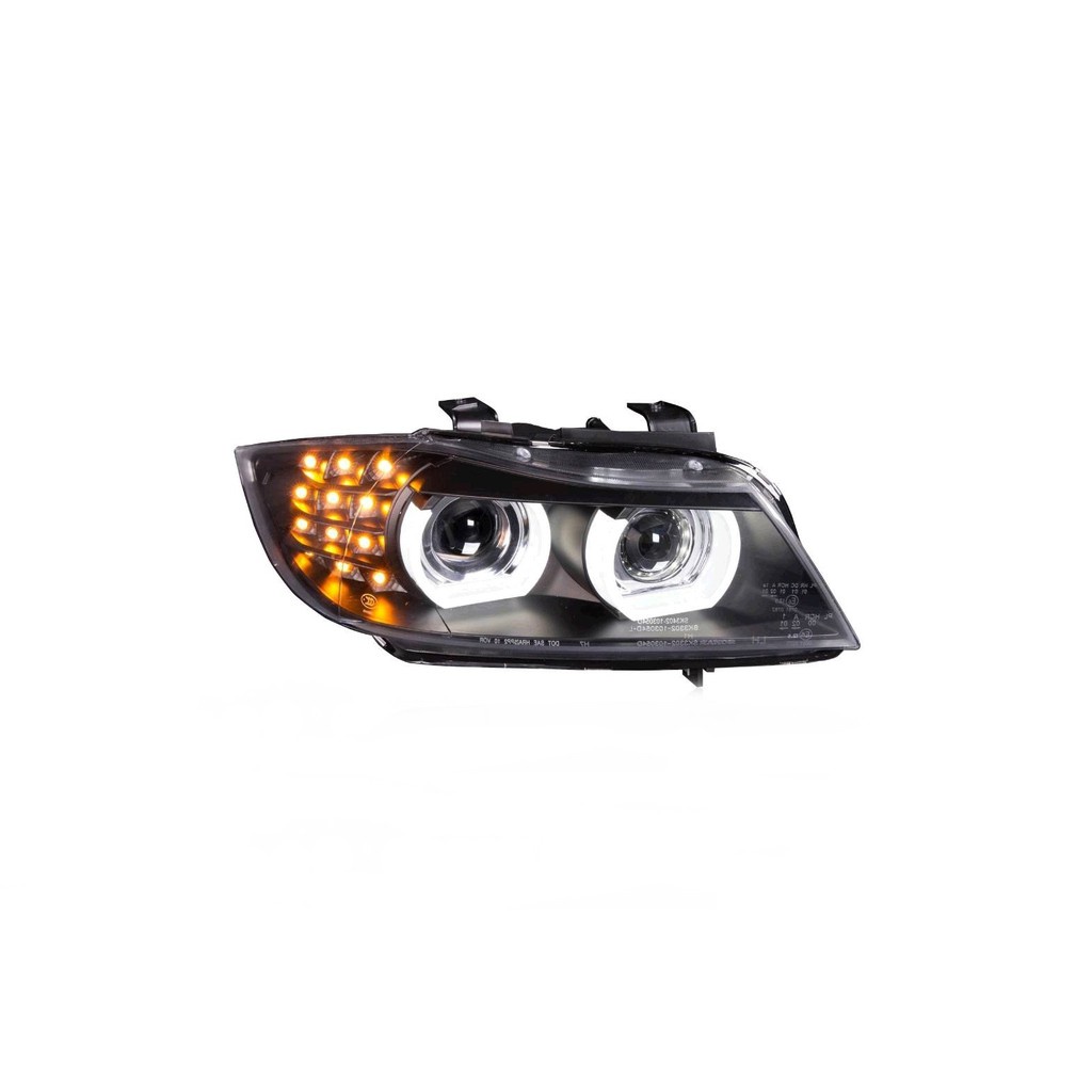 K.A.M. BMW E90 E91 09 10 11 LCI U型導光 光圈 HID魚眼黑底大燈 解AFS