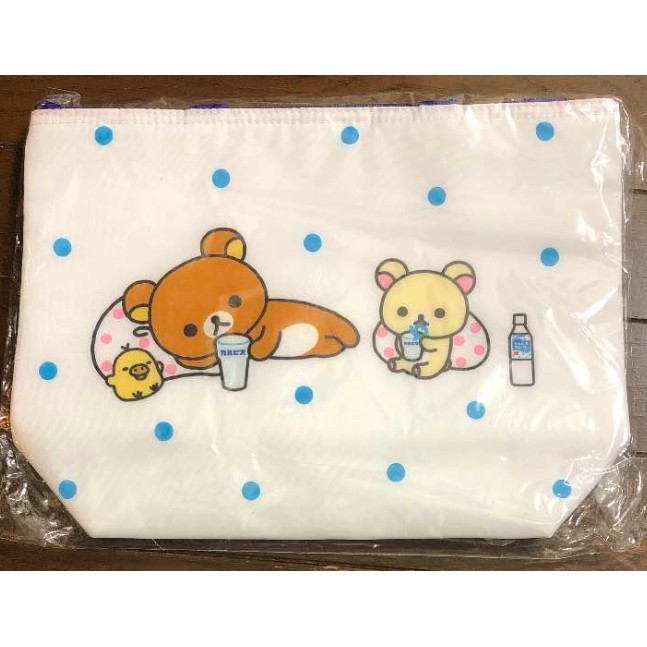 『現貨』日本 正品 拉拉熊 懶懶熊 藍色 可爾必思 水玉 點點 外出 保冷袋 保溫袋 立體 餐盒袋 白色 拉鍊