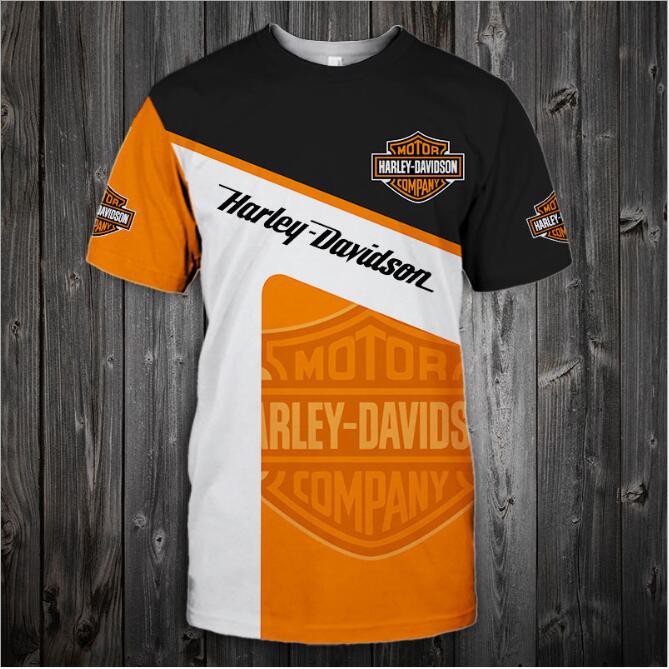 Harley-davidson 印花 Camiseta 三維圖案休閒新款 T 恤短袖男士 T 恤