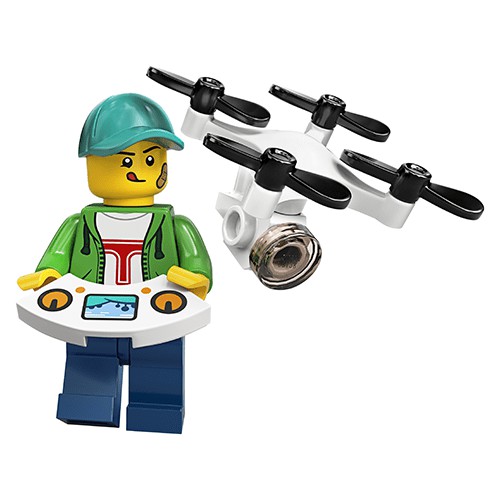 【積木樂園】樂高 LEGO 71027 Minifigure 20代 16號 空拍機 男孩 帽T 遙控器