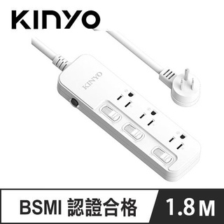 KINYO NSD-3336 3開3插安全延長線 3P 6呎 1.8M