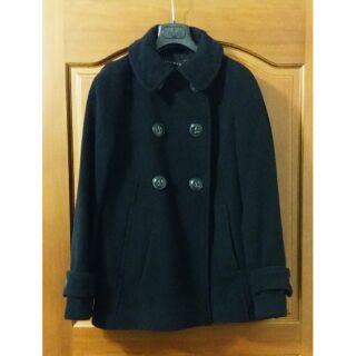 二手 ZARA 黑色A字傘狀羊毛短大衣（S）近全新