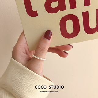 COCO STUDIO氣質唯美小眾珍珠串珠戒指簡約INS風法式浪漫食指戒學生尾戒女生配件