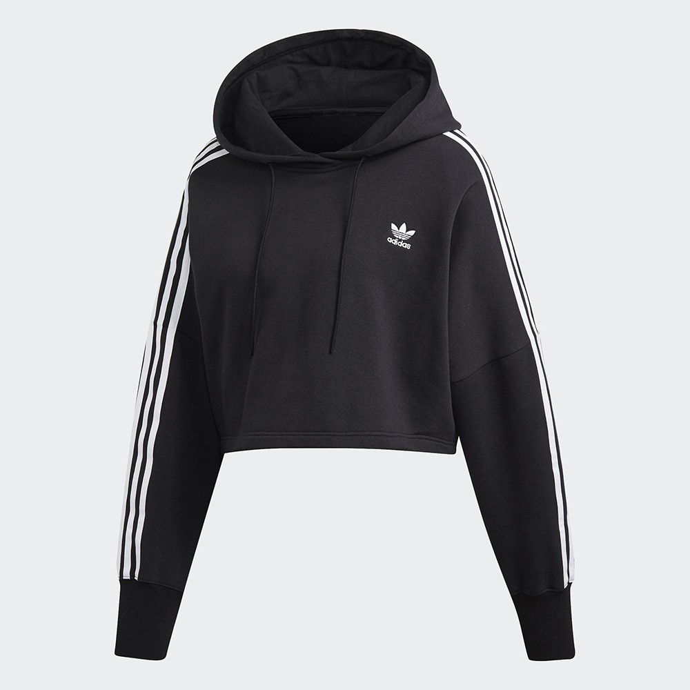 Adidas Original Cropped Hoodie女裝 長袖 連帽T恤 短版 純棉 黑【運動世界】ED7554