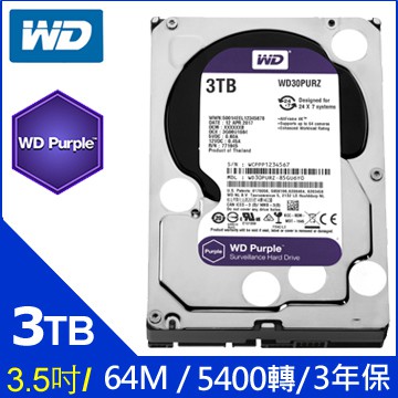 (新進現貨，全網最殺!!!) WD 威騰 3TB 3T 3.5吋 紫標 監控 內接 硬碟 / 另有1TB 2TB