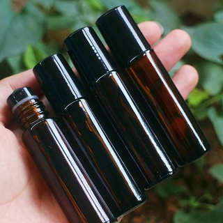 茶色高檔滾珠瓶10ml加厚玻璃走珠按摩便攜分裝瓶滾珠面部精油空瓶