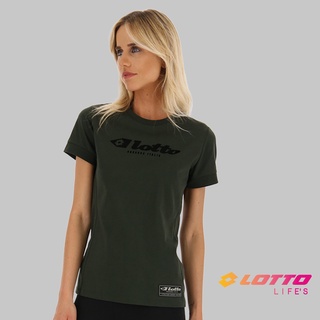 【LOTTO 義大利】女 經典潮流T-SHIRT(軍綠-LT21763409R)