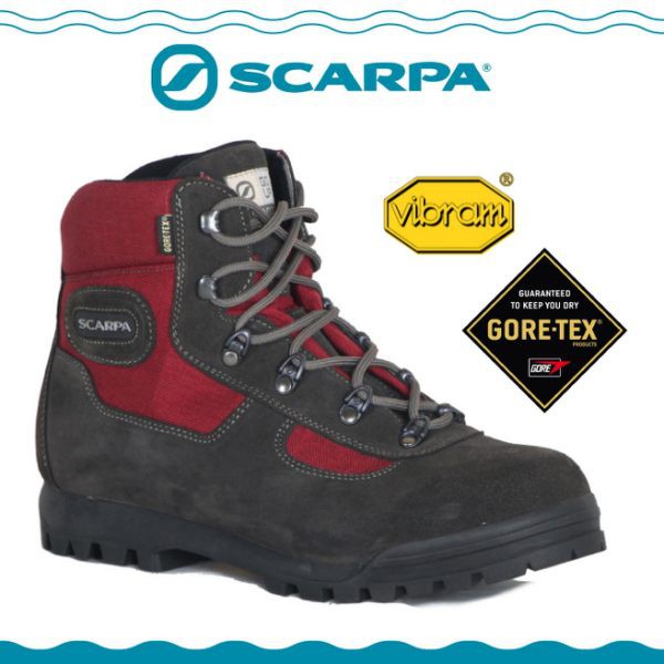 【SCARPA 義大利 GORE-TEX登山鞋《紅》】60023D/水透氣/高筒/黃金底/建行鞋/悠遊山水