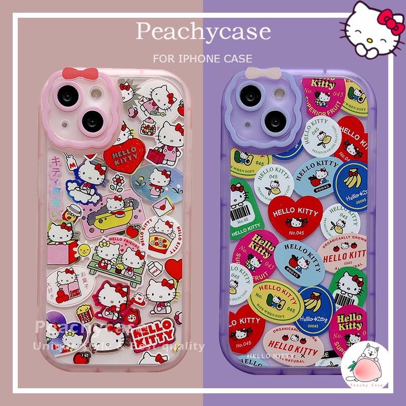 光面卡通貼紙 Hello Kitty 手機殼兼容 iPhone 13 12 Pro Max 11 Xr Xs Max X