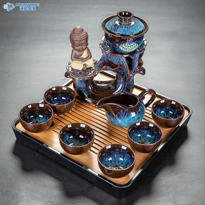 懶人石磨窯變半自動茶具套裝家用整套創意簡約功夫泡茶器茶杯陶瓷