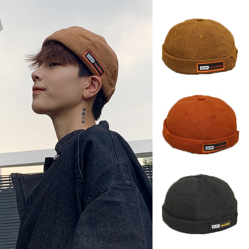 Mikihat水兵帽情侶款水手帽瓜皮帽老帽帽子嘻哈燈芯絨情侶帽男帽女帽街頭潮牌復古現貨 蝦皮購物