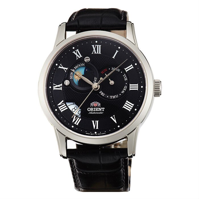 東方錶 ORIENT 日月相系列 黑面機械皮帶錶 SET0T002B 42.5mm 藍寶石水晶鏡面 台灣原廠公司貨