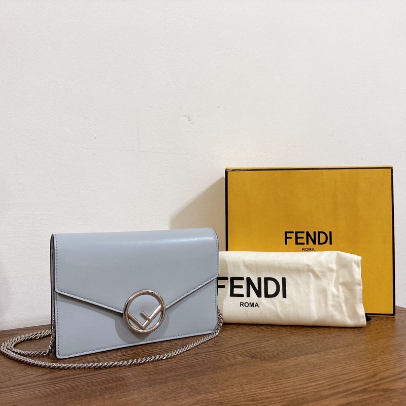 正品 FENDI 芬迪 F is FENDI LOGO WOC wallet on chain bag 信封包包鏈條皮夾