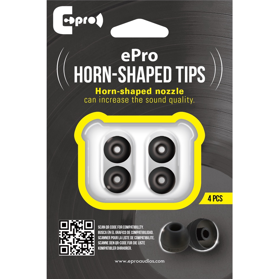 ePro 耳機替換耳塞 專利Horn-Shaped Ear Tips EP00 (3.7mm) 單尺寸4入裝 (送領夾)