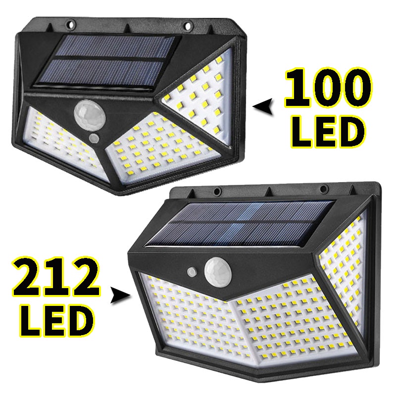 212顆LED 太陽能感應燈 100LED壁燈 內建電池 庭院燈 三段式變化 防水人體感應  陽台燈 戶外感應燈 停電燈