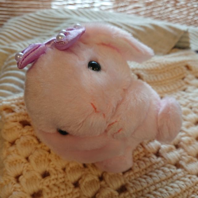 Amuse 珍珠粉紅垂耳兔兔 小兔子娃娃吊飾