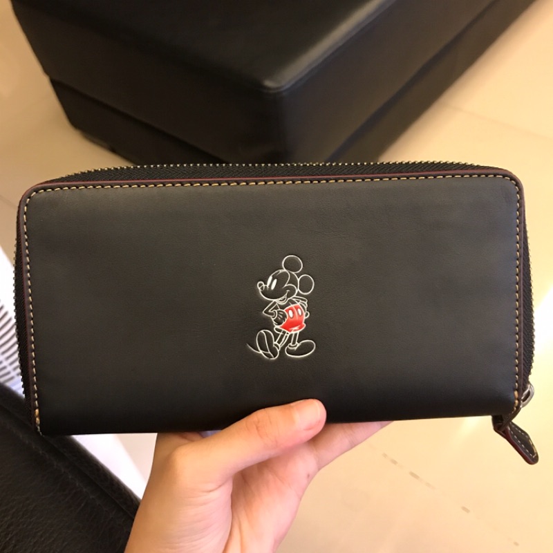 COACH X DISNEY聯名款拉鍊長夾黑