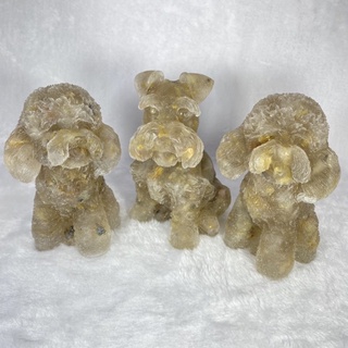 《奇幻晶球》天然水晶 水晶碎石灌膠擺件 鈦晶 帶母礦 紫水晶 鈦晶狗狗比較少有 很可愛