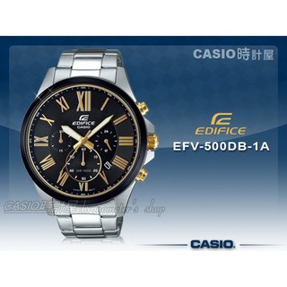 CASIO 手錶專賣店 時計屋 EDIFICE EFV-500DB-1A 男錶 指針錶 不鏽鋼錶帶 EFV-500DB