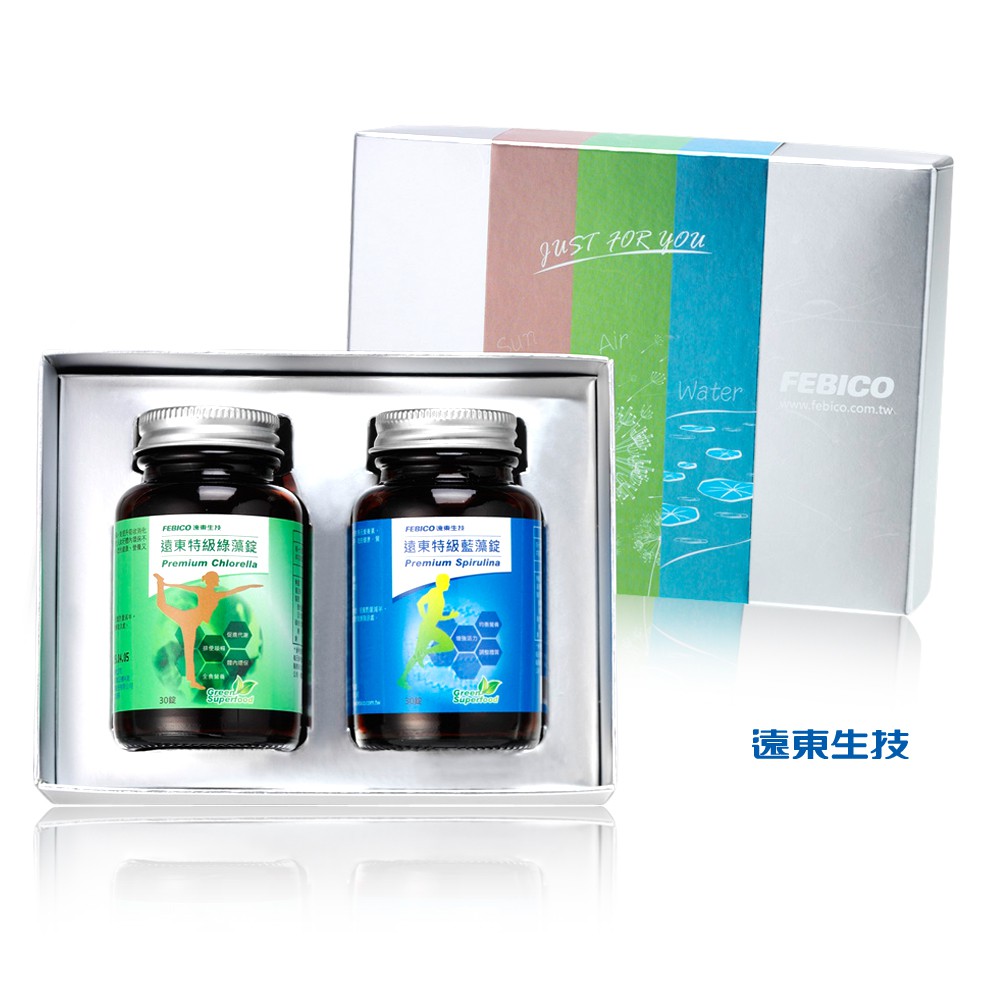 遠東生技 早藍晚綠Mini盒(藍藻500mg*30錠+綠藻500mg*30錠共2瓶組)