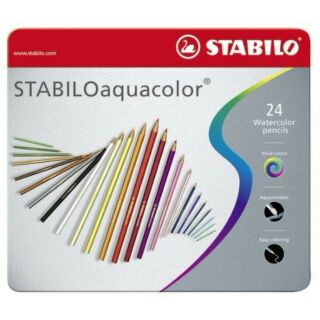 『勾勾。文具雜貨店』專業藝術/STABILO 德國天鵝牌 aquacolor系列 專業級水性色鉛筆 24色鐵盒裝