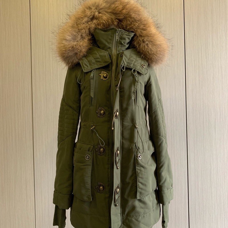 SLY N3B 2號 軍綠色長版 超保暖連帽外套