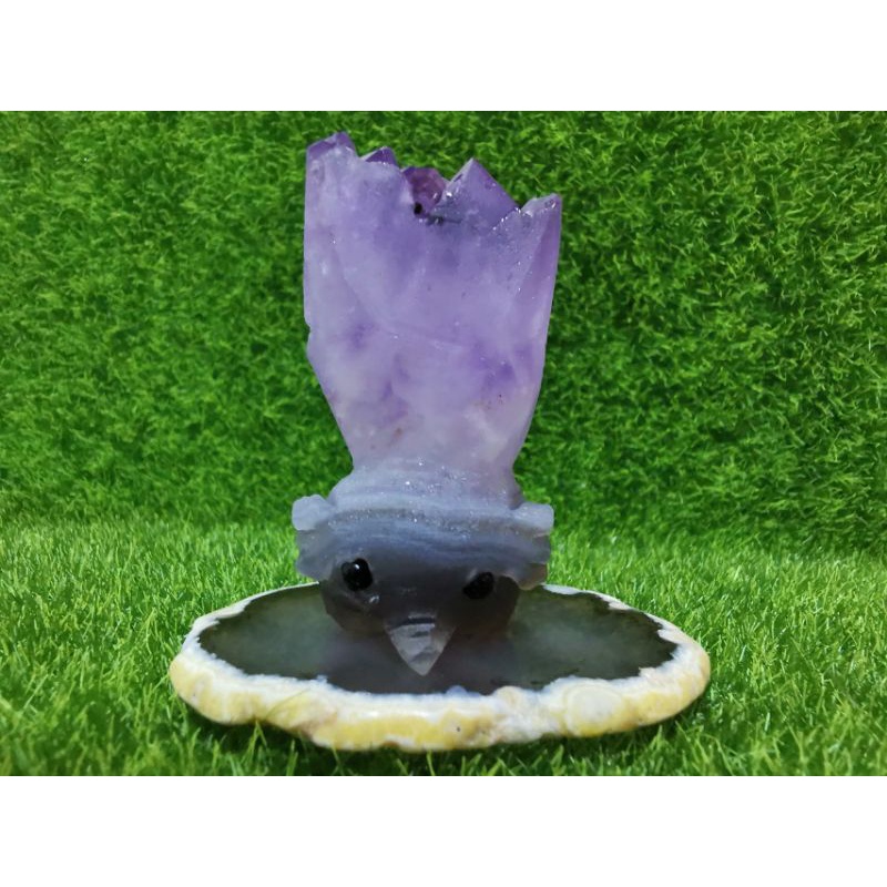 紫水晶 迷你象 原礦 水晶 晶簇 大象 動物 雕件