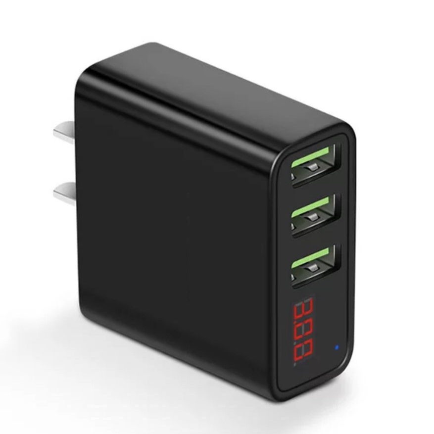 3.4A三孔充電頭 BSMI認證 電壓電流顯示 USB充電器 充電線 數據線 單孔支援2.4A大電流