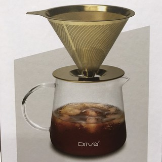 酷嚕嚕 DRIVER 第二代不鏽鋼濾杯 鈦金黃金流速濾杯(有底盤) 2-4cup 杯壺組