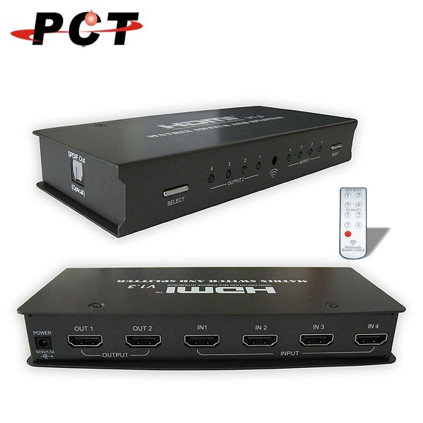 【PCT】4進2出 HDMI 矩陣式切換器 Matrix Splitter & Switch(MHS423)