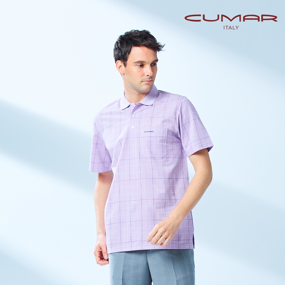 【CUMAR】男裝短袖吸濕排汗POLO衫 198272-55紫