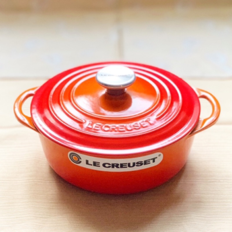 Le Creuset 20cm 日本限量款 黑琺瑯 燉飯鍋  深煎鍋 火焰橘 Lc 圓鍋