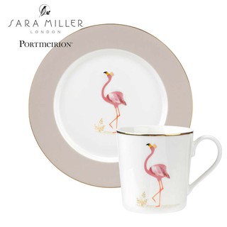 【Portmeirion】SaraMiller設計聯名款-小動物樂園系列-紅鶴馬克杯+點心盤組
