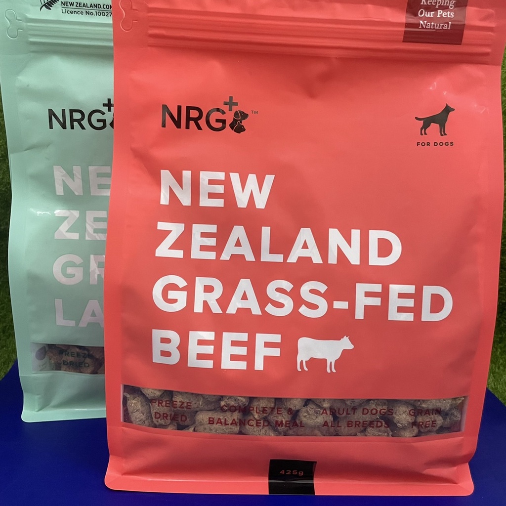 紐西蘭 NRG+ 原肉凍乾生食餐(犬用)425G 狗狗凍乾飼料  草飼牛/放牧羊/田園雞/海陸雙鮮 NRG