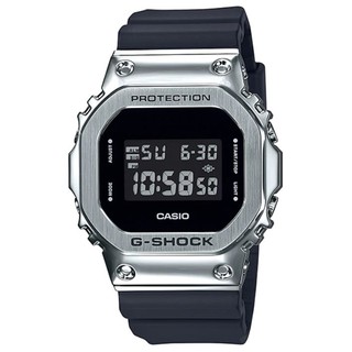 【CASIO】G-SHOCK 經典復古金屬框潮流運動電子錶-銀框(GM-5600-1)