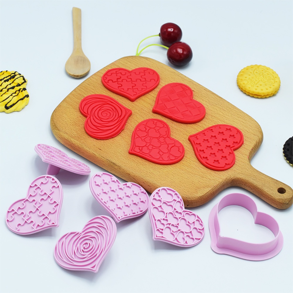 6 件套 情人節愛心餅乾模具 壓花模具 DIY烘培模具 餅乾模具 翻糖模具 造型餅乾模具