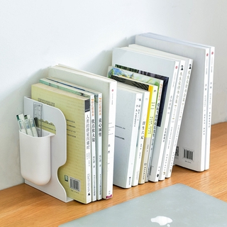 【星奈斯】日式 簡約 書桌 圓筆筒 書架 課本書立整理置物架 伸縮書櫃 收納架帶筆筒 創意立書架簡易桌上學生用
