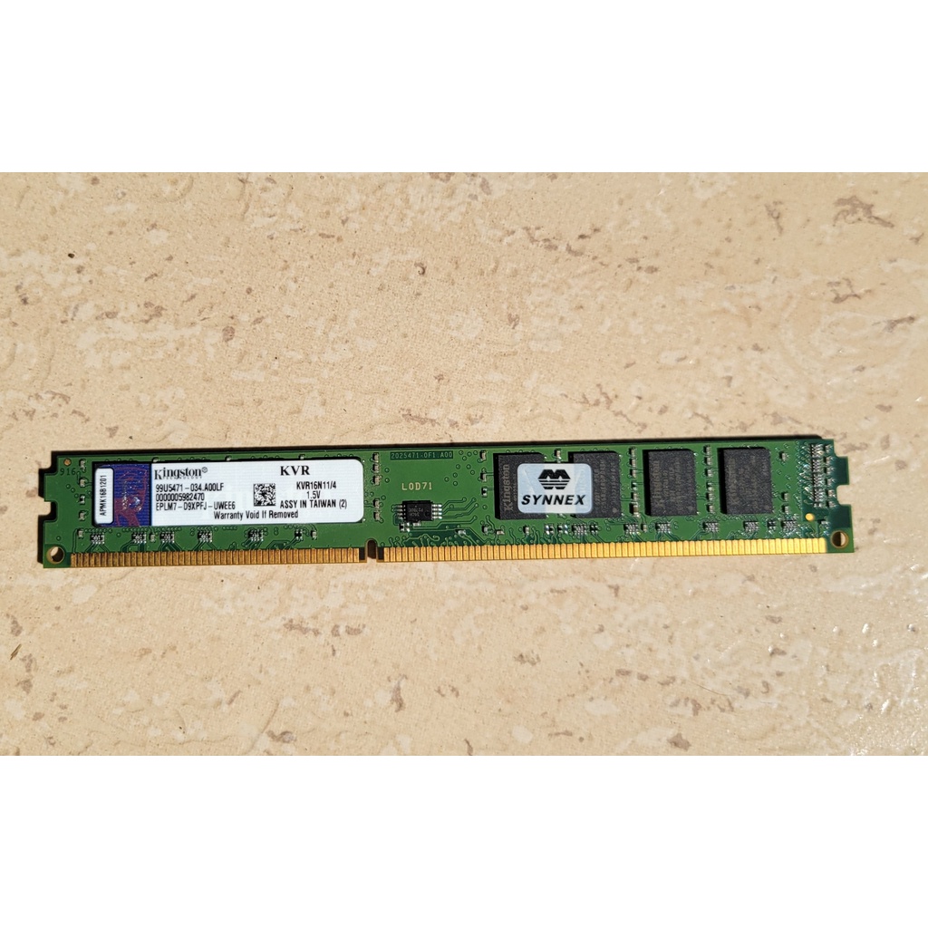 【RAM】二手良品 金士頓 Kingston DDR3 1600 4GB 雙面 窄版