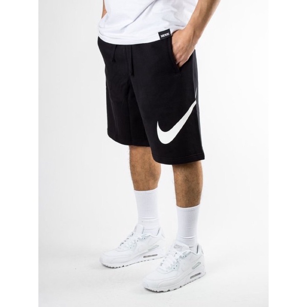 gogosn®️ Nike Big Swoosh Logo 短褲843520-010 大勾勾慢跑棉褲黑白色休閒| 蝦皮購物