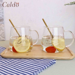 【Caldo 卡朵生活】情話綿綿耐熱玻璃馬克杯(附匙) 450ML