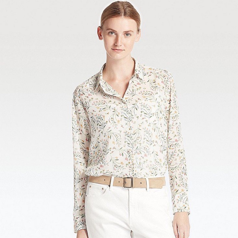 全新 Uniqlo 碎花雪紡襯衫 M 蝦皮購物