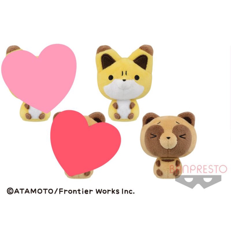 【日版景品】タヌキとキツネ 小狐狸 與 小狸貓 狐與狸 狐狸 狸貓 掌上圓滾滾可愛絨毛玩偶