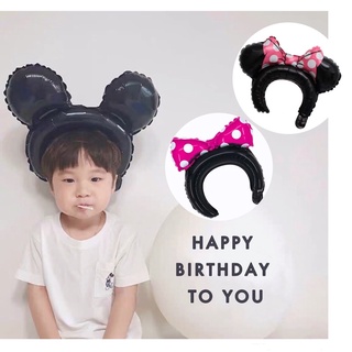 ［米菲兒］現貨！寶寶生日網紅卡通米奇米妮髮箍氣球頭飾氣球/生日派對