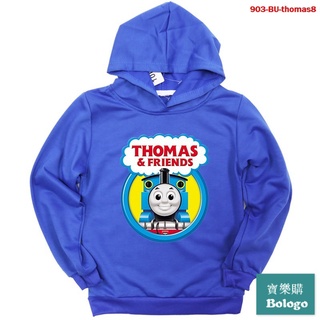 （多款可選）托馬斯小火車THOMAS動畫印花連帽兒童大學T中大童薄款帽衫休閒上衣現貨 湯瑪士