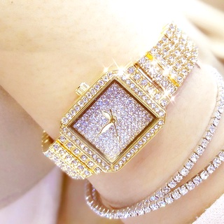 Montre Femme 2022 全鑽石石英女士銀表奢侈品牌水晶方形女錶水鑽女士時鐘
