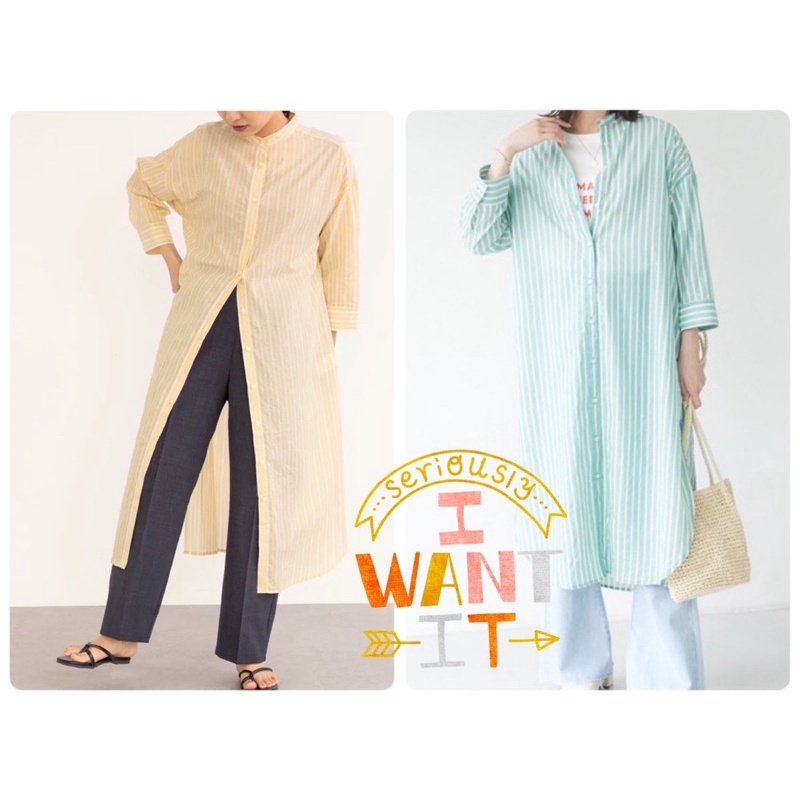 (多款 選3件1111元)日本 GREEN PARKS 條紋 立領 襯衫 長版洋裝chocol raffine¥5100
