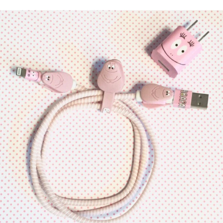 Mewmew手作小舖 可愛韓國卡通泡泡先生蘋果iphone充電線保護套組數據線保護套裝充電器貼紙 蝦皮購物