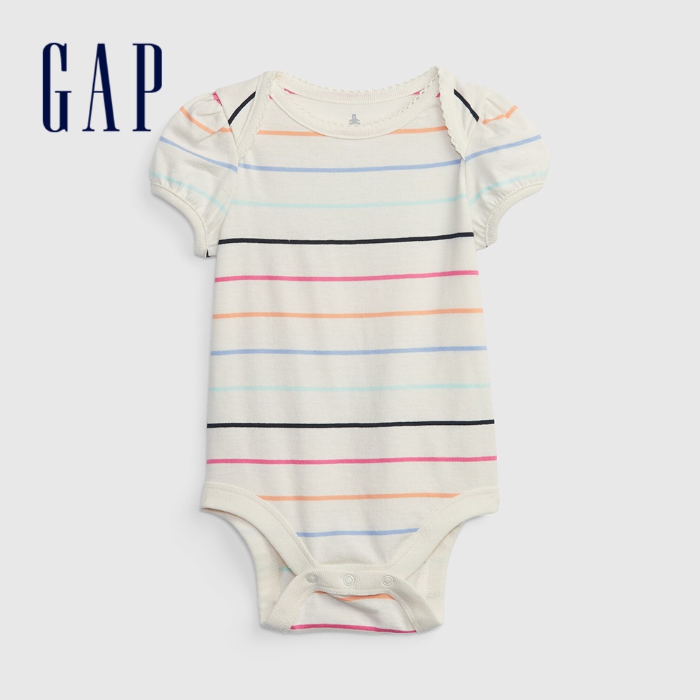 Gap 嬰兒裝 純棉印花短袖包屁衣 布萊納系列-多色條紋(832722)