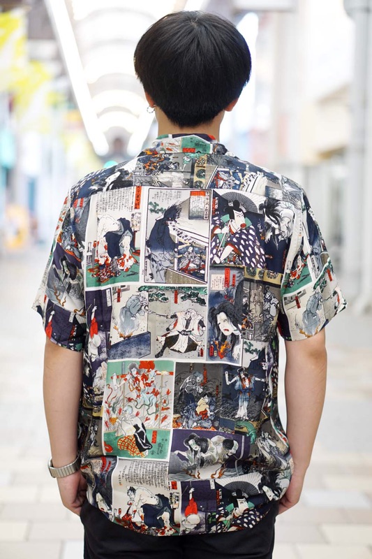 極美品21SS WACKO MARIAノトーリアス アロハ シャツM黒131M△ bak